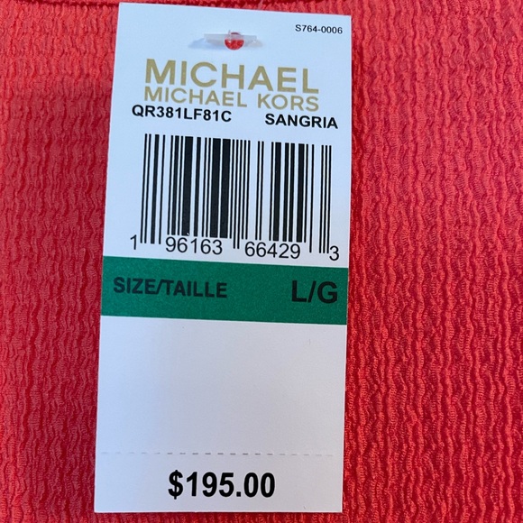 NWT MICHAEL KORS Sangria CRINKLE CREPE RUFFLE BELT FLUTTER SLEEVE DRESS Large - Picture 8 of 11